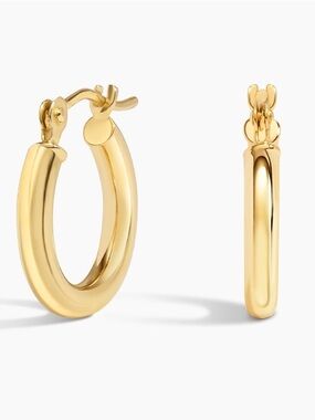Gold Hoop Earrings - Classic Polished Hoop